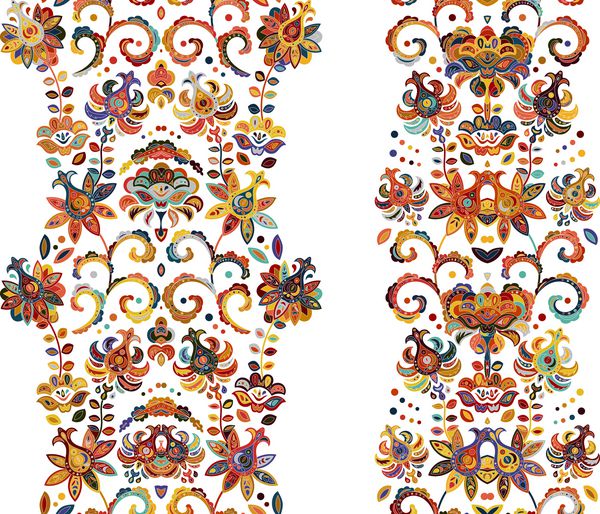 تزئین فوق العاده با گل های فانتزی مجموعه وکتور زیور آلات راه راه شرقی زمینه تزئینی تزئینات پارچه پارچه کاغذ بسته بندی