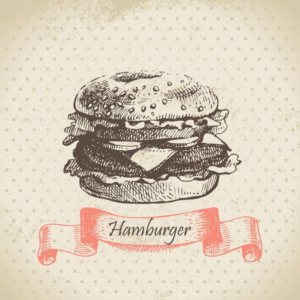 همبرگر تصویر کشیده شده دست