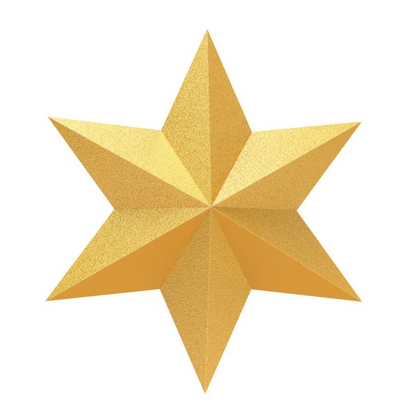 دکوراسیون ستاره طلایی در زمینه سفید جدا شده است نماد کریسمس تصویر سه بعدی