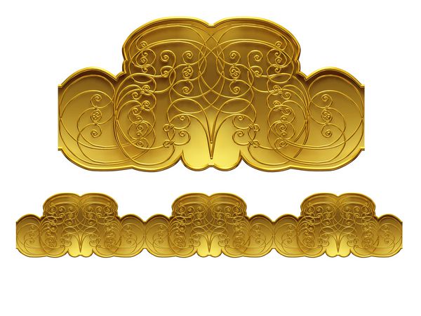 بخش طلایی تزئینی نسخه مستقیم برای یخ زدایی قاب یا حاشیه تصویر سه بعدی از هم جدا شده است