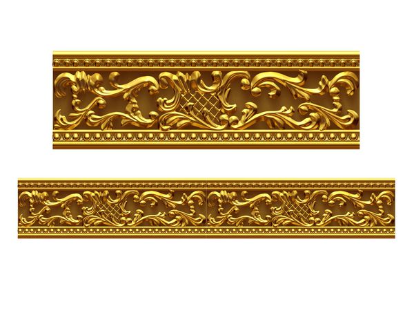 بخش طلایی تزئینی نسخه مستقیم برای یخ زدایی قاب یا حاشیه تصویر سه بعدی روی سفید جدا شده است