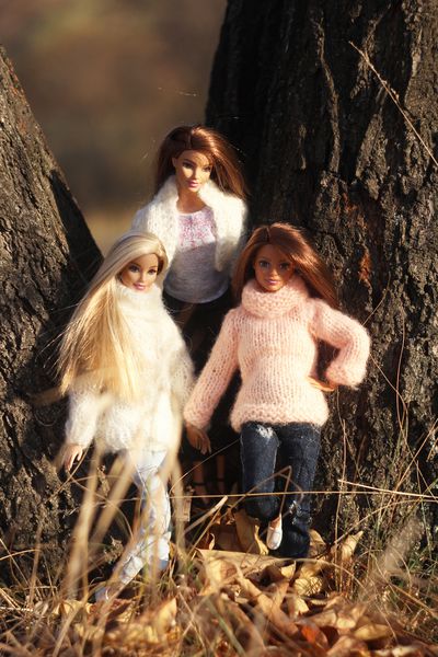 باربی زیبا با موهای بلند سفید و قهوه ای عروسک های شیک فقط استفاده از ویرایش فصل پاييز