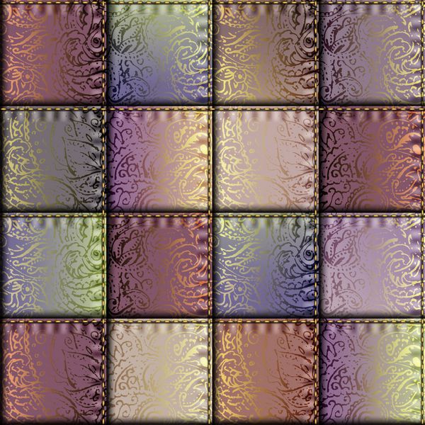 الگوی پس زمینه بدون درز الگوی ساتن ابریشمی Patchwork با الگوهای زینتی Paisley تصویر برداری