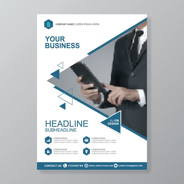 الگوی طراحی بروشور Business A4 برای گزارش و بروشور تزئینات جزوه برای چاپ و ارائه تصویر برداری