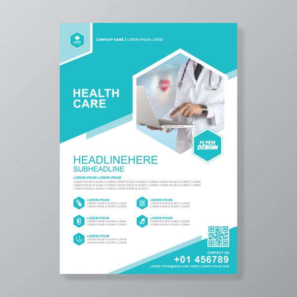 خدمات مراقبت های بهداشتی طراحی قالب a4 برای تهیه گزارش و طراحی بروشور پزشکی بروشور تزئینات جزوه برای چاپ و ارائه تصویر برداری