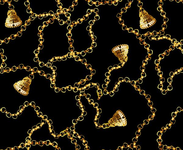 زنجیره ای طلایی بدون درز الگوی یکپارچه با یک پس زمینه سیاه