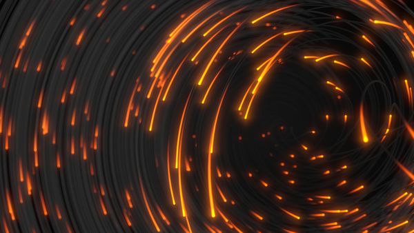 رشته های سیاه با سرهای درخشان در تاریکی مناسب برای موضوعات فناوری اینترنت و رایانه تصویر سه بعدی