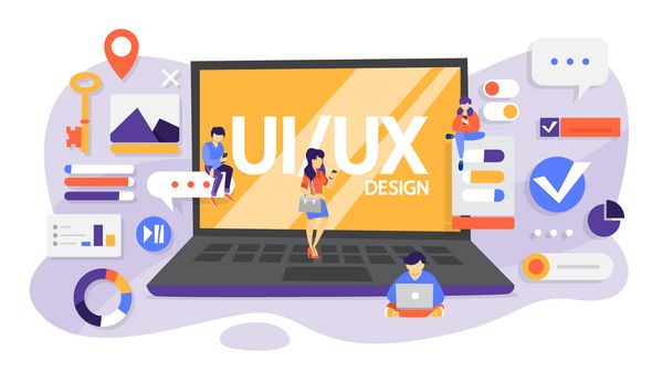طراحی UX UI بهبود رابط برنامه برای کاربر مفهوم فناوری مدرن تصویر برداری تخت