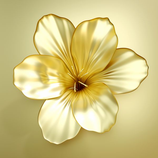 سه بعدی گل طلایی رندر شده که بر روی پس زمینه جدا شده است گل های برش کاغذ طلا