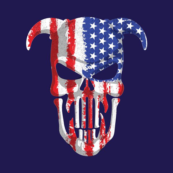 وطن پرست ترسناک بیگانه جمجمه با تصویر پرچم آمریکا گرافیک تی شرت طراحی وکتور