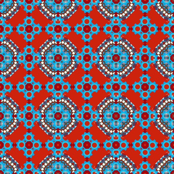 الگوی منحنی بدون درز انتزاعی در رنگ های آبی قهوه ای و قرمز