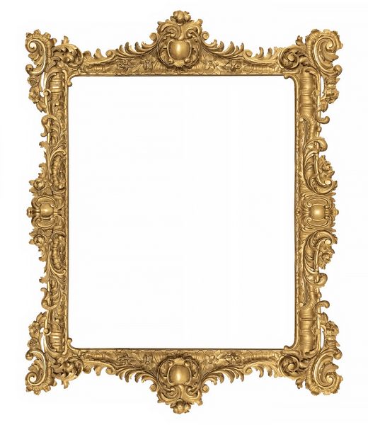 قاب طلایی برای نقاشی آینه یا عکس جدا شده در زمینه سفید