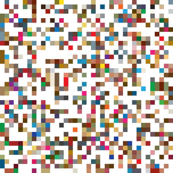 مربع های کوچک به صورت شبکه ای دقیق چند رنگی روی پایه سفید