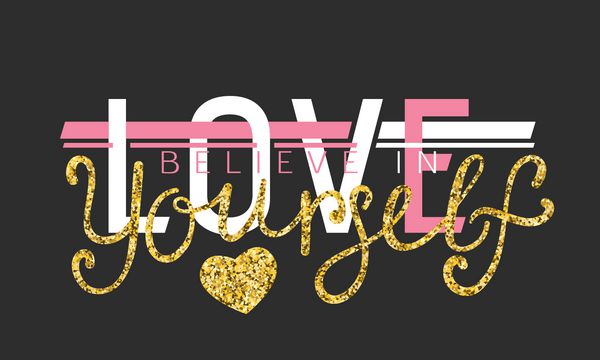 عشق به اعتقاد خودتان درخشان حروف درخشان برای شعار تی شرت
