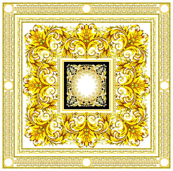 الگوی جدید باروک طلای زمینه سفید و طرح روسری
