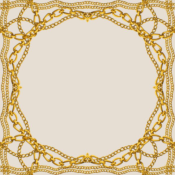الگوی روسری الگوی زنجیر زینت باروک طلایی الگوی هندسی