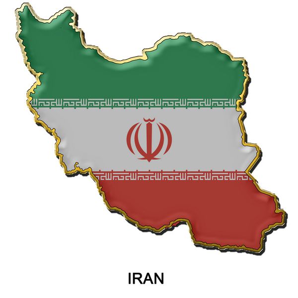 نقشه به شکل پرچم ایران به سبک نشان فلزی