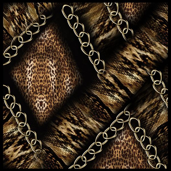 الگوی پلنگ الگوی زنجیره ای طلایی روسری ابریشم پارچه مد