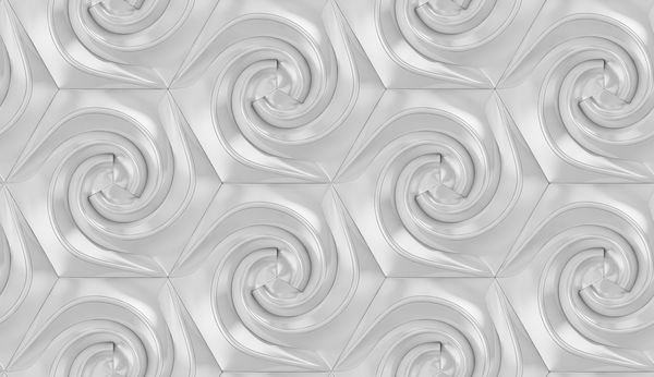 کاشی های سه گوش شش ضلعی سفید مواد براق فرم های مارپیچی