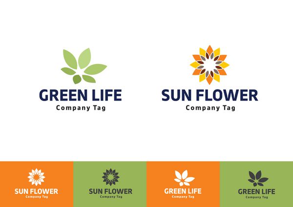 آرم گل سبز نماد آفتابگردان سازگار با محیط زیست روشن طبیعی انتزاعی سلامتی