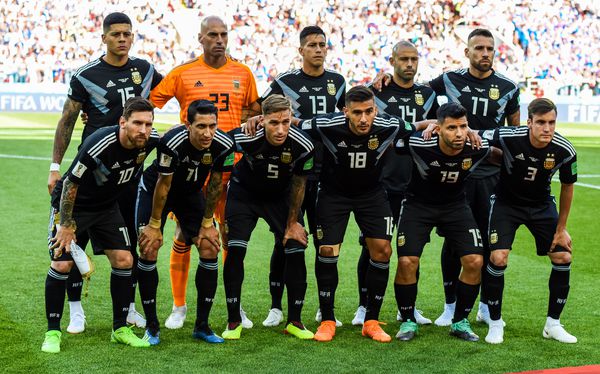 مسکو روسیه 14 ژوئن 2018 تیم ملی آرژانتین قبل از بازی در جام جهانی 2018 آرژانتین مقابل ایسلند
