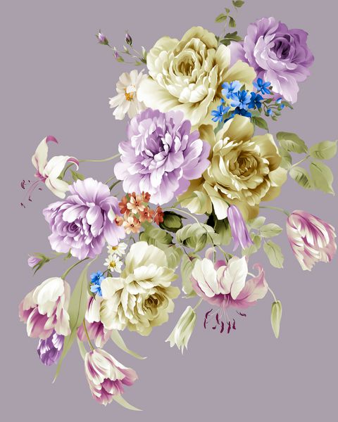 قابل چاپ دسته گل تابستانی نیم تن برای طراحی پارچه و دیجیتال تصویر