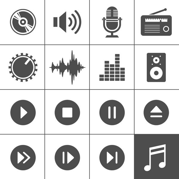 نمادهای موسیقی و صدا تصویر برداری سری ساده