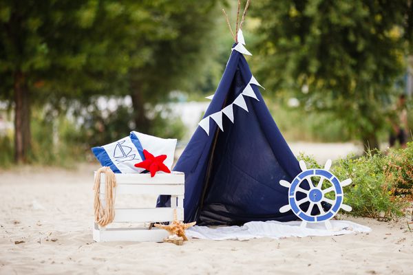چادر ترکیبی wigwam به سبک دریایی فانوس تزئینی نجات زندگی کوسن ستاره های دریایی بالش و لنگر تعطیلات ساحل و تعطیلات استراحت کنید