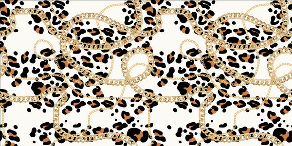 الگوی یکپارچه با زنجیرهای طلا و طراحی دکوراسیون عنصر مد روسری تصویر زمینه چاپ پارچه وکتور