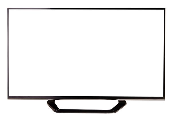 تلویزیون مدرن صفحه نمایش خالی و مسطح جدا شده در پس زمینه سفید