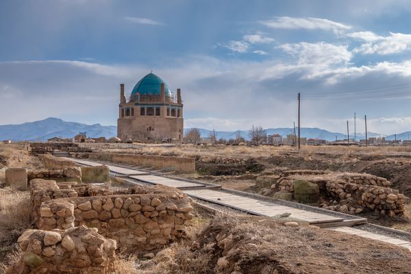 نمای پانوراما از گنبد سلطانیه ایران