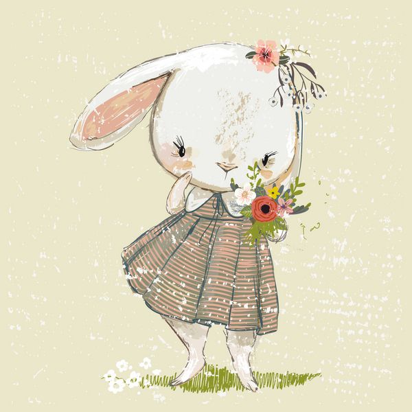 دختر خرگوش ناز با دسته گل