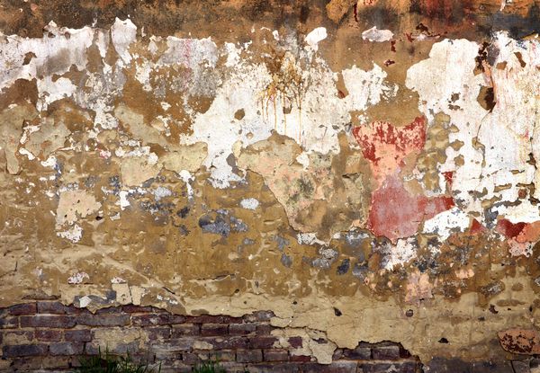 دیوار باستانی پس زمینه بافت رنگ زبر گچ سیمانی قدیمی