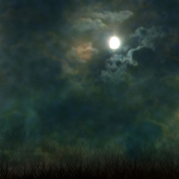 قبرستان شبح وار هالووین با ابرهای تاریک و ماه شنیع