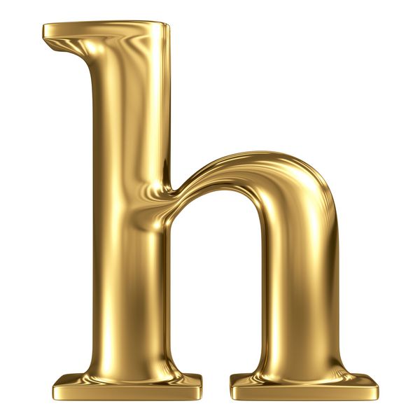 حروف طلایی با حروف کوچک 3D با کیفیت بالا و جدا شده روی سفید جدا شده است