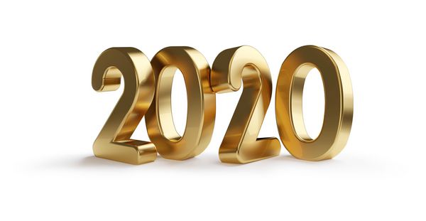 2020 حروف پررنگ طلایی 3D تصویر جدا شده