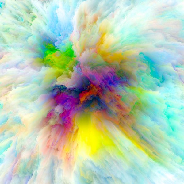 مجموعه رنگ احساسات ترکیب انفجار رنگی با موضوع تخیل هنر خلاقیت و طراحی