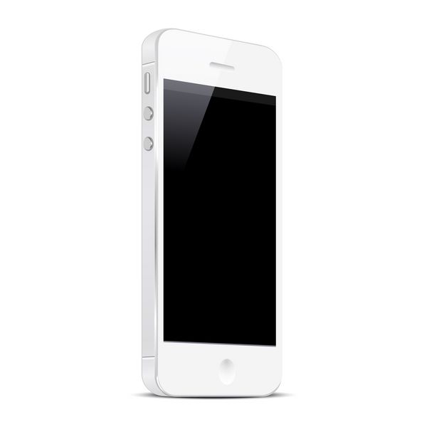 تلفن هوشمند سفید جدا شده در پس زمینه سفید وکتور EPS10