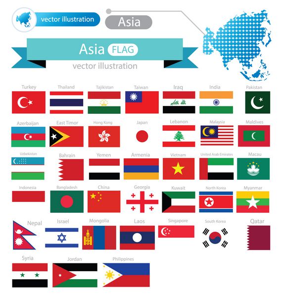 پرچم آسیا تصویر برداری