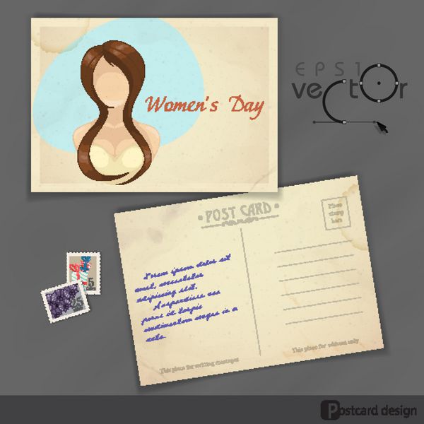 طراحی کارت پستال قدیمی الگو زنان مبارک amp روز x27؛ 8 مارس Eps 10