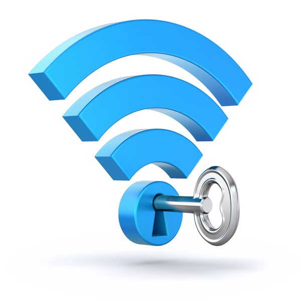 مفهوم WiFi با نماد wifi و کلید