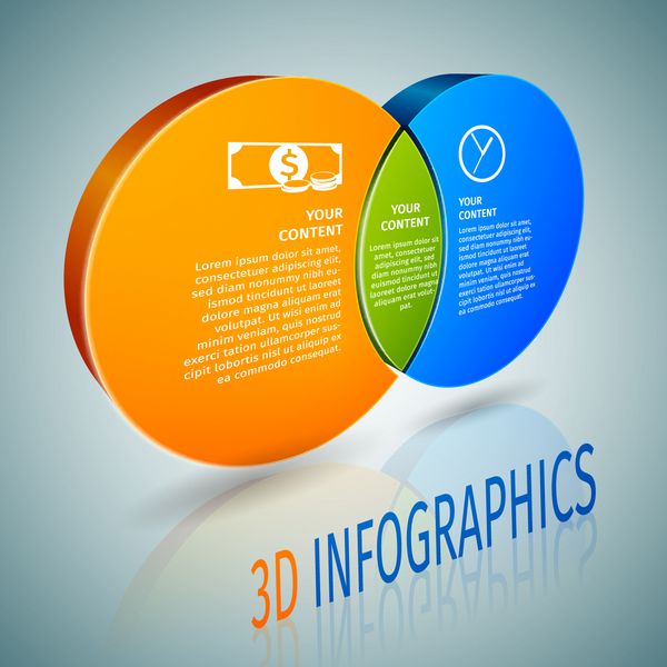 عنصر طراحی اینفوگرافیک کسب و کار حلقه 3D با عنوان هدر و تصویر برداری برچسب داده ها