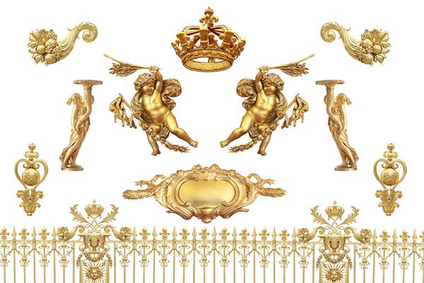 جزئیات طلایی جدا شده به قلعه ورسای فرانسه