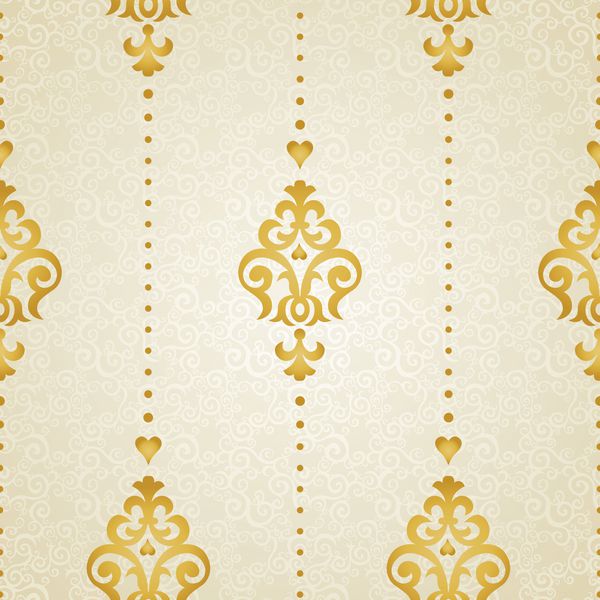 الگوی بدون درز به سبک ویکتوریا عنصر طراحی زمینه زینتی زمینه گل طلایی دکوراسیون تزئین شده برای کاغذ دیواری بافت بی پایان الگوی لوکس پر کنید