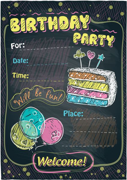 طرح تابلو تولد مهمانی با مکانی برای متن Eps10