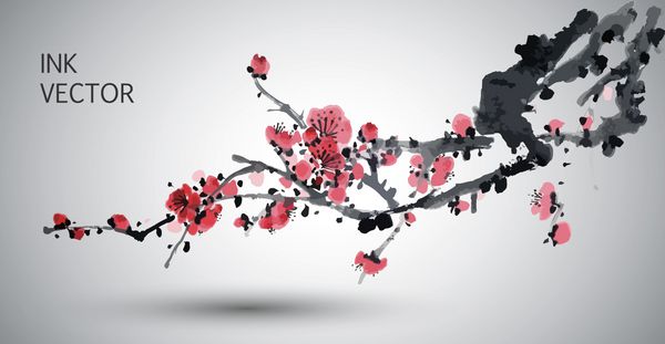 وکتور آلو شکوفه عناصر سنتی چینی