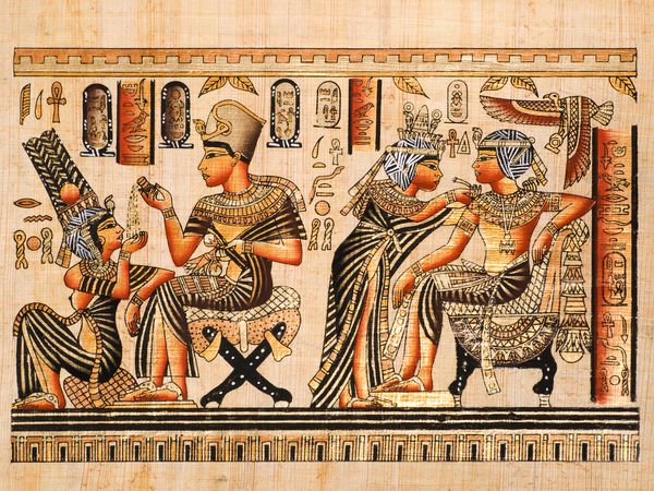 پاپیروس مصری هر دو صحنه توتانکامن و همسرش انکسنامون را نشان می دهد