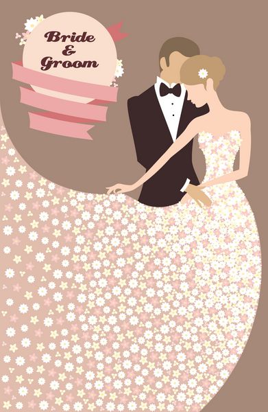 تصویر داماد و عروس در لباس سبک ساخته شده از گل