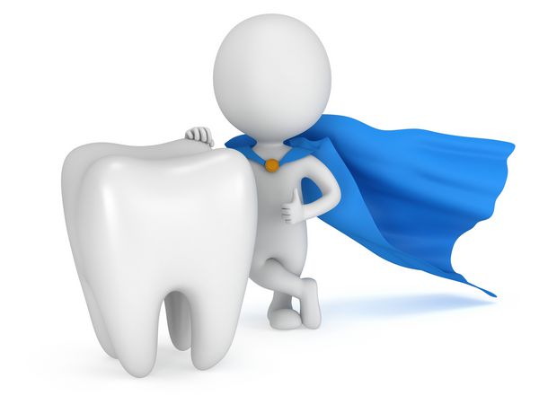 فوق العاده دکتر شجاع با دندان بزرگ سالم جدا شده بر روی رندر 3D مفهوم سلامت پزشکی دندانپزشکی