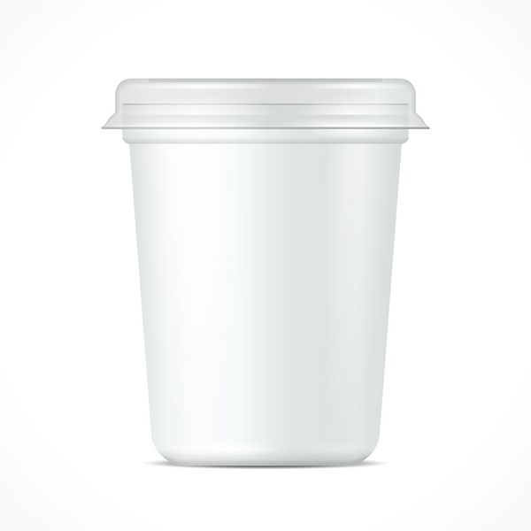 ظروف سطل پلاستیکی وان پلاستیک سفید برای دسر ماست بستنی خامه ترش یا میان وعده قالب خود را برای طراحی خود آماده کنید وکتور EPS10 بسته بندی محصول